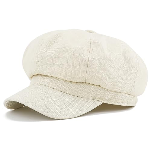 PivotWing Casquette Femme Respirant Confortable Chapeau Femme Doux Quotidien Casquette Gavroche Vintage Beret Coton Lin Chapeau Décontracté Mode Chic Bérets...