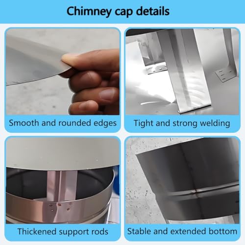 Sombrero de chimenea de acero inoxidable 304 con grosor de 0,5 mm y guantes incluidos 7