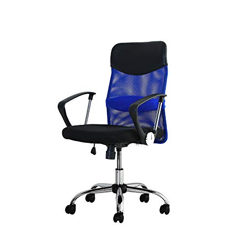 LOOKIT オフィスチェア メッシュ S字構造 腰サポート 固定肘 ミドルバック ブルー SSP-MA