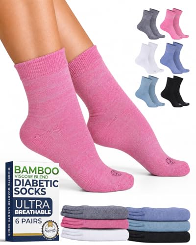 Image of Pembrook Bamboo Viscose Diabetic Socks for Women & Men - 6 Pairs | Breathable Wide Non Binding Plus Size Socks | Loose Fit