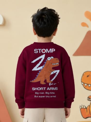 Image of KiddoPanti Boys Solid Round Neck Full Sleeve Fleece Sweatshirt | 60% Cotton 40% Polyester | Soft Warm Winter Pullover | Ribbed Cuffs & Hem | Casual Winter Sweatshirt for Kids