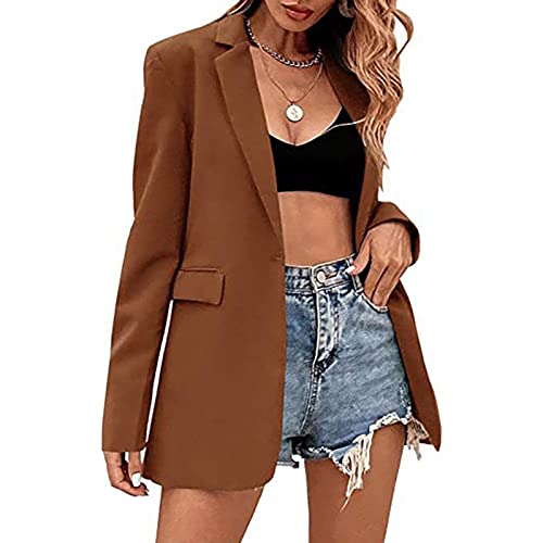 Women Blazer Business Long Business Suit Jackets Long Sleeve Plaid Lapel Collar Jacket Blazers for Women Dressy2
