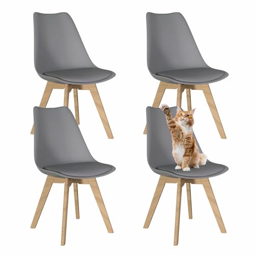 YLGJ&TIDY Lot de 4 Chaises de Style Scandinave Salle à Manger Ergonomiques Rembourrées, Siège Coussiné, Pieds en Bois de Hêtre Massif, Coiffeuse, Salon,...