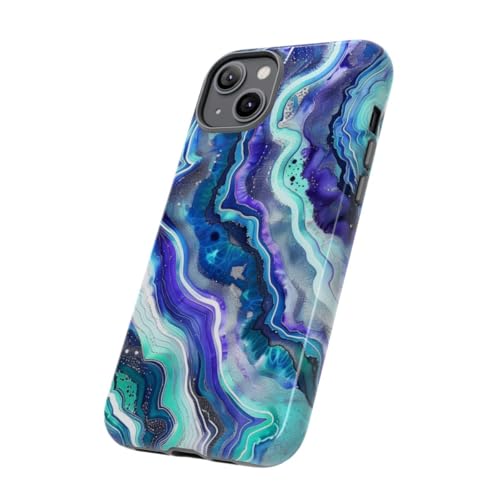 Coque iPhone 14 Plus rigide brillante tourbillon géode