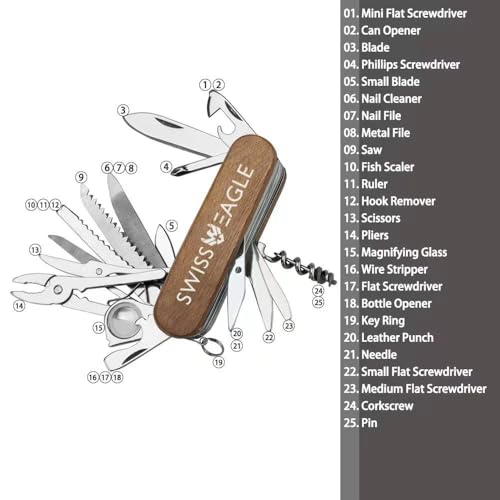 Swiss Eagle Ranger Multi-Tool Pocket with 30 Tools All in Your Pocket for Campaiging and Kitchen