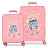 Disney Stitch You & Me Koffer-Set, Rosa, 46 x 65 x 23 cm, ABS, seitlicher Kombinationsverschluss, 91 l, 5,6 kg, 4 Doppelräder, Handgepäck