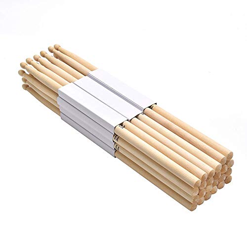 Ly Rosebush 12 Pairs 5A Drumsticks Hard Maple Wood Drum Sticks Wood Tip Student Drum Sticks