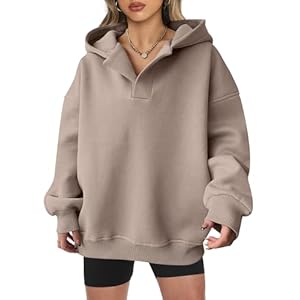 ANRABESS Womens Oversized Hoodies V Neck Sweatshirts Fleece Long Sleeve Pullover Y2K Clothes 2025 Fall Trendy Outfits