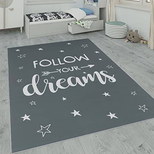 Paco Home Kinderteppich, Kinderzimmer Teppich m. Stern, Mond u. Karo Motiven, Grösse:120x160 cm,...