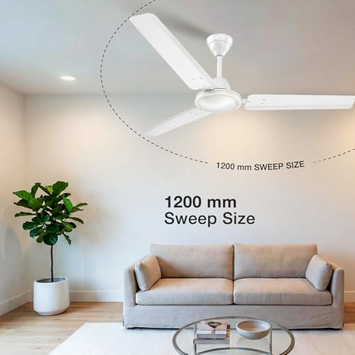 Image of Havells REO Vaayu 1200mm ES Ceiling Fan | High Speed, High Air Delivery | Strong & Powerful, Air Delivery: 220CMM| RPM: 370| 2 Year Warranty | (Pack of 1, White)