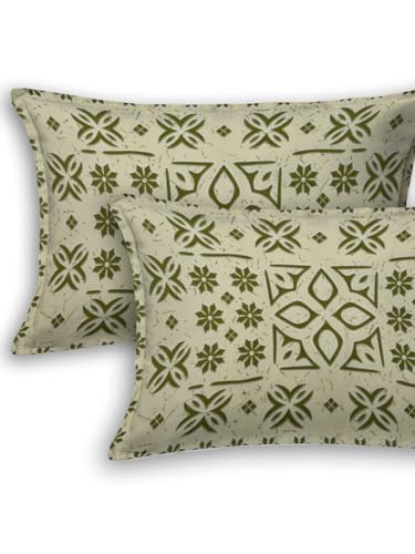 Image of LIVING ROOTS Jaipuri Hand Block Print Queen Cotton Bedsheet 86 * 96 Inches (7.1 * 8 Feet) with 2 Pillow Cover | 140 TC | Rich Fast Colour with No Colour Bleeding (275-C)