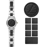 Watch Adjustment Cushions for watch band strap links, clasp, and caseback for perfect fit (Black Leather)