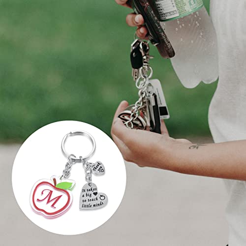 Mic Tai Apple Keychains Appreciation Gift For Teacher: Initial Apple Heart Keychain Women School Teacher Week Thank You Gift (M) #TOP2