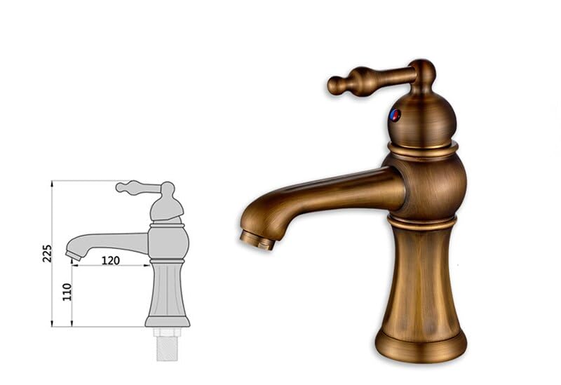 Robinet de lavabo eau chaude et froide pour vasque de salle de bain rétro - 3