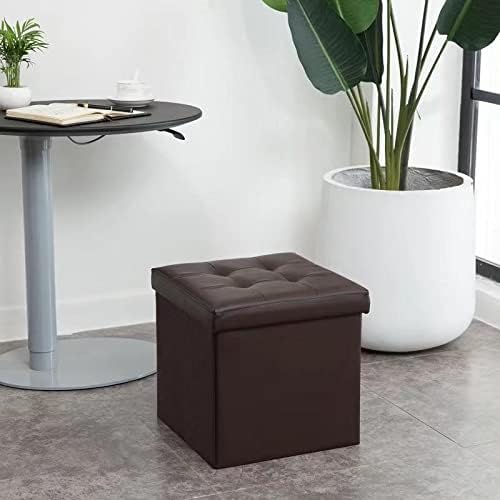 CMY Pouffe Footstool Folding Ottoman Storage Box Faux Leather Foot Rest Stool Toy Chest Shoe Bench Dressing Table Chair with Lids for Living Room