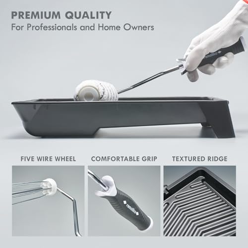 Remolika 8-piece Paint Roller Kit - Made in Italy - Premium Paint Brush, Microfiber Roller Covers, Wall Painting Roller Naps, Roller Frames, and Paint Tray, for Professionals or Homeowners