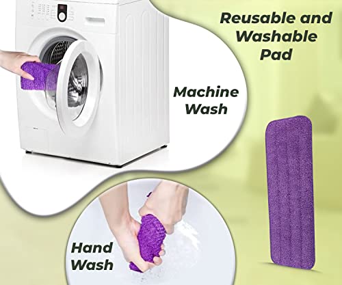 Arsuk Spray Mop Refill Pads Microfiber Replacement Heads Premium Wet/Dry Flat Mop Floor Cleaning Machine Washable Reusable 16 X 5.5 Inches ( 3 Pack Purple) #TOP1