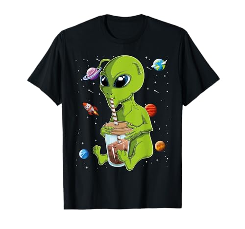 Kawaii Alien Bubble Tea Booba UFO Extraterrestrial Teens Camiseta