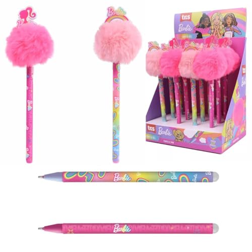 Caneta Gel Barbie Pompom Tris Display 12 Unidades