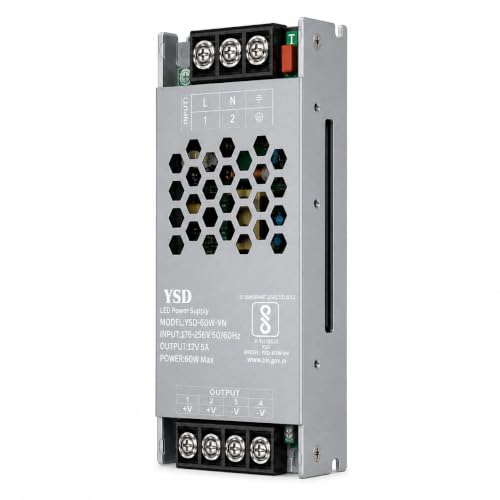 Image of YSD Strip Light Driver 12V 5AMP 60W AC to DC Switching Adaptor Convertor Driver /Power Supply for LED Strip Light Lamp /CCTV Camera /Security System /Radio /Computer Project (12V 5AMPS)