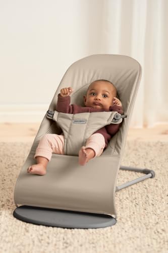 BabyBjörn Bouncer Balance Soft, Woven/Jersey,Tri-Fabric, Sand Grey