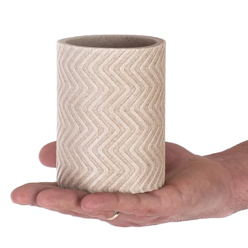 KADAX Zahnputzbecher aus Polyresin, Zahnbürstenbecher, Moderner Becher für Zahnbürsten & Zahnpasta, Zahnbürstenhalter für Waschbecken, Badezimmer Zubehör (Beige)