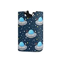 Spaceship Kids Cartoon Blue laundry baskets, folding and waterproof fabric cube storage bins with sturdy handle tub unit extra large for store cloth kitchen organizadores de ropa