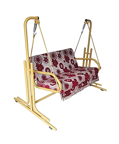 Image of s k modern art Swing with Stand | Jhula for Adults with Cushion for Home /Patio (Single Seater, Golden)