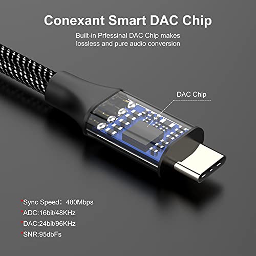 محول منفذ USB C إلى 3.5 ملم من موسواج كيبل Aux متوافق مع جوالات سامسونج جالكسي S22 وS21 وS20 الترا بلس ونوت 20 و10 وS10 وS9 وبكسل 4 و3 و2 وXL وايباد برو والمزيد أسود