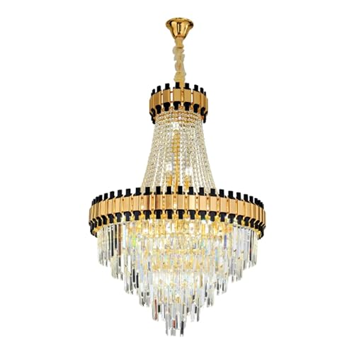 Lustre en cristal de villa pour salon principal et escalier de duplex contemporain