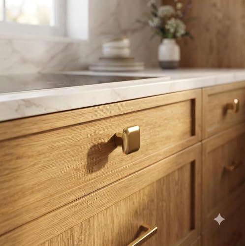 Image of JAGGER JAG401 Drawer Knobs for Home & Office - Durable and Elegant Stainless Steel Door Knob for Cabinets, Cupboards & Dressers (2, Gold (Square))