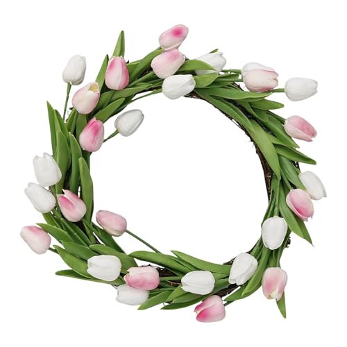 Corona Estiva,Grande Ghirlanda Artificiale con Fogliame | Ghirlanda Primaverile Estiva con Fiori | per Casa di Campagna, Appartamento, Ristorante, Interno, Esterno, Giardino, Portico, Festa