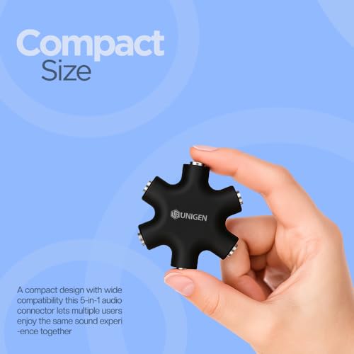 Image of UNIGEN Headphone Splitter,1 Male to 5 Port Female 3.5 mm Audio Headphone Stereo Audio Headset Adapter, Earbuds Earphones Plug 5 Way 1 Male to 4 Female Splitter with 3.5mm Stereo Cable