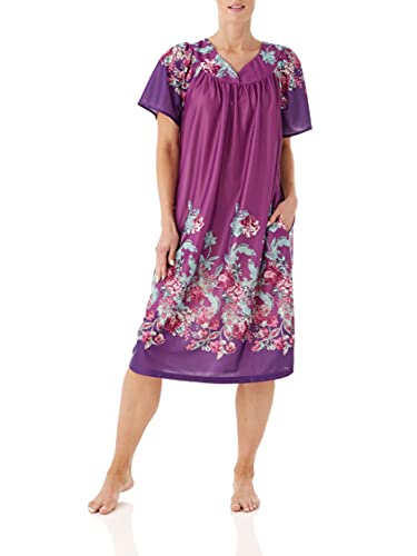 Image of AmeriMark Casual Women's Patio Muumuu House Dress Loose Comfortable Short Sleeve Sun Dress Lounger Gown Sleepwear for Ladies