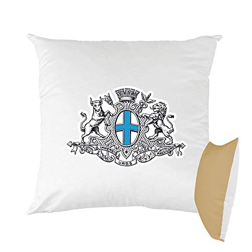 Mygoodprice Coussin Bicolore imprimé 40x40 cm Marseille Blason Moka