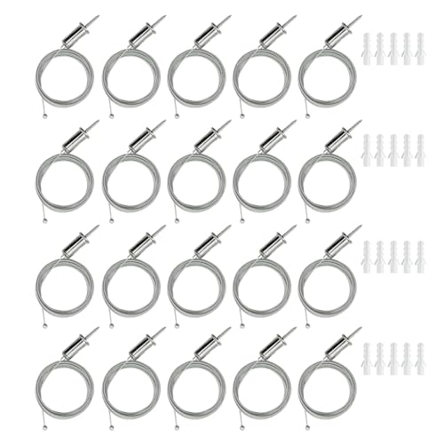 Image of Hexagon Garage Lights Suspension Cables Kit Steel Hanging Chains 1m / 3.28ft, Hex Honeycomb Light Connectors Pendant Light Wire Rope Cable Heavy Duty Chandelier Wire Adjustable (20pcs 1m)