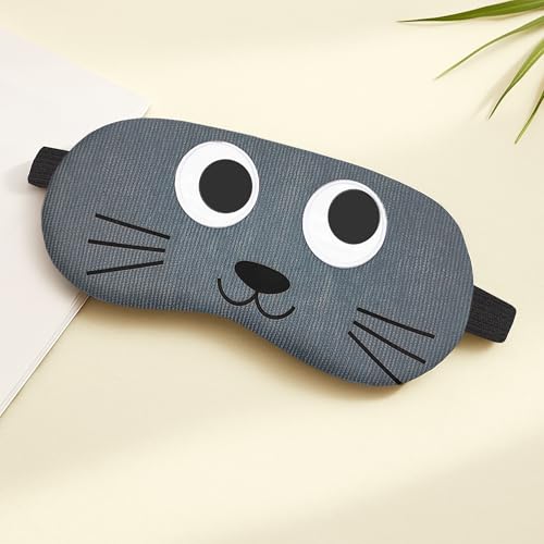 Image of Jenna Cute Bunny Blue Fur Sleeping Eye Shade Mask Cover for Insomnia, Meditation, Puffy Eyes and Dark Circles (Cat Grey)