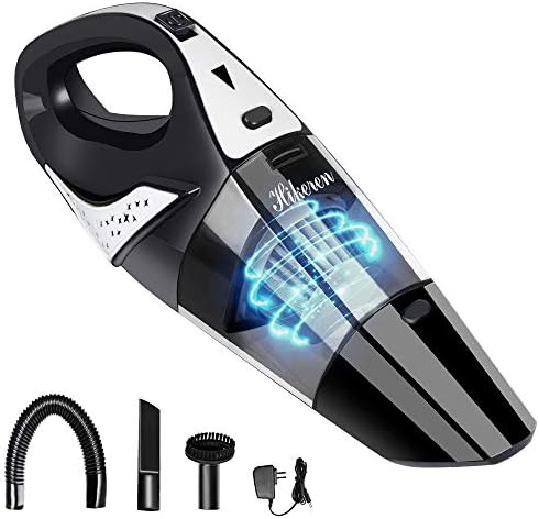 Hikeren Portable Handheld Vacuum Cleaner Cordless, Powerful Suction Cleaner, Rechargeable 12V Lithium with Quick Charge, Wet Dry Vacuum Mini Cleaner for Pet Hair, Gravel Cleaning, Black