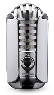 Samson Meteor Mic - Portable USB Studio Quality Condenser Microphone - High Performance, General Purpose/Podcast/Gaming/Music Recording Microphone, 16-bit, 44.1/48kHz resolution, Silver Chrome