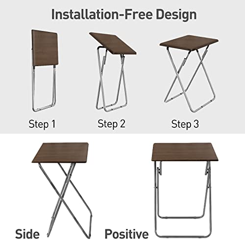 Image of Garden 4 you Folding TV Tray Table on Bed & Sofa,TV Dinner Tray with Sturdy MDF,25In Portable Table with No Assembly Required （Walnut,2PC）