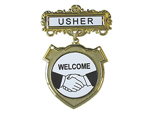 Church Badges - Pin-backed Church Leadership Badge - Safety Pin-backed Badges Reusable For Church Gatherings - Welcome Badge for Usher - Shield Brass