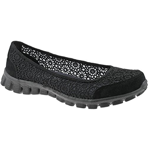 Skechers Skechers Women's EZ Flex Sweetpea Slip-On Flat, Black, 9.5 W US
