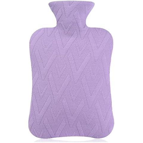samply Hot Water Bottle with Cover, 2L Hot Water Bag for Hot and Cold Compress, Hand Feet Warmer, Neck and Shoulder Pain Relief, Light Purple Cover