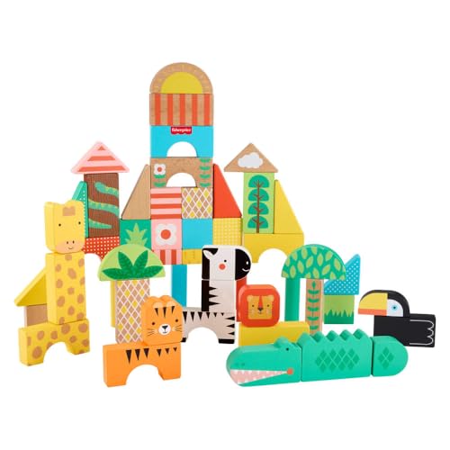 Fisher-Price Wood Jungle Blocks Set Toddler Toy - image 6