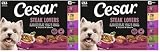 Cesar Wet Dog Food Steak Lovers Variety Pack,Adult,Wet Food for Dogs with Real Meat,3.5 oz Easy Peel Trays,36 Count (Pack of 2)