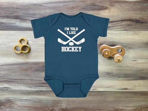 I'm Told I Like Hockey Silhouette Baby Bodysuit, Soft Short Sleeve Cotton Bodysuit, Newborn Baby Girl & Boy Gift3