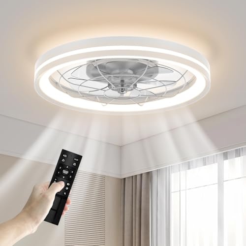 Airwit 48cm Ventilatore da Soffitto Silenzioso con Luce e Telecomando, Dimmerabile Lampada...