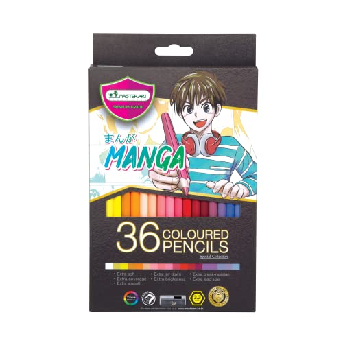MASTERART Colored Pencils 36 Colors MANGA SET Special Collection for Kids and Adults Coloring