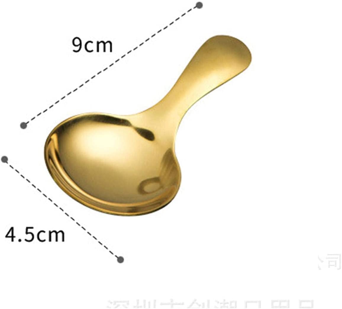 Cucharas De Mesa Mango corto Postre Cuchara de acero inoxidable Spice Spoon Condimento Té Café Scoop Cocina Herramientas Sopa Antigoteo Servir(Blue,Silver)