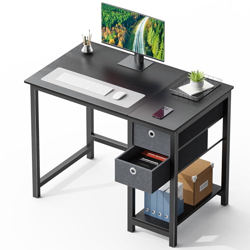 SMUG Computer Desk with Storage Drawers, Small Office Desk Modern Simple Study Writing Table for...